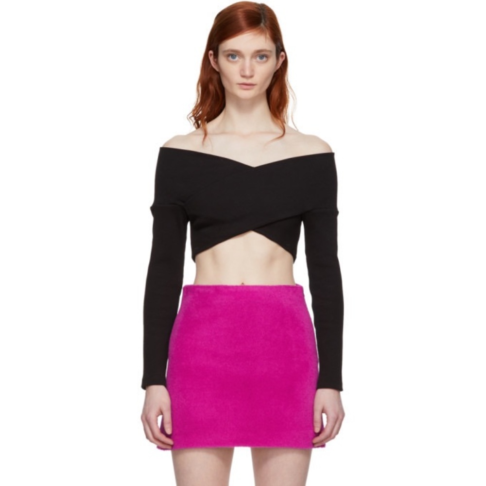Opening Ceremony Black Off-Shoulder Crop Top